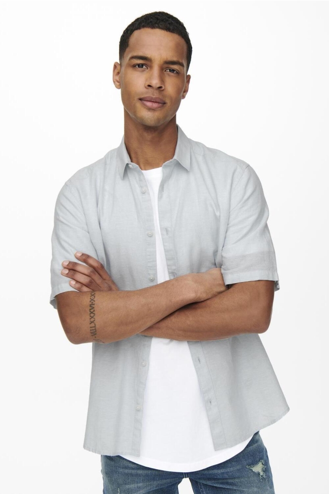 ONSCAIDEN SS SOLID LINEN SHIRT NOOS 22009885 CASHMERE BLUE